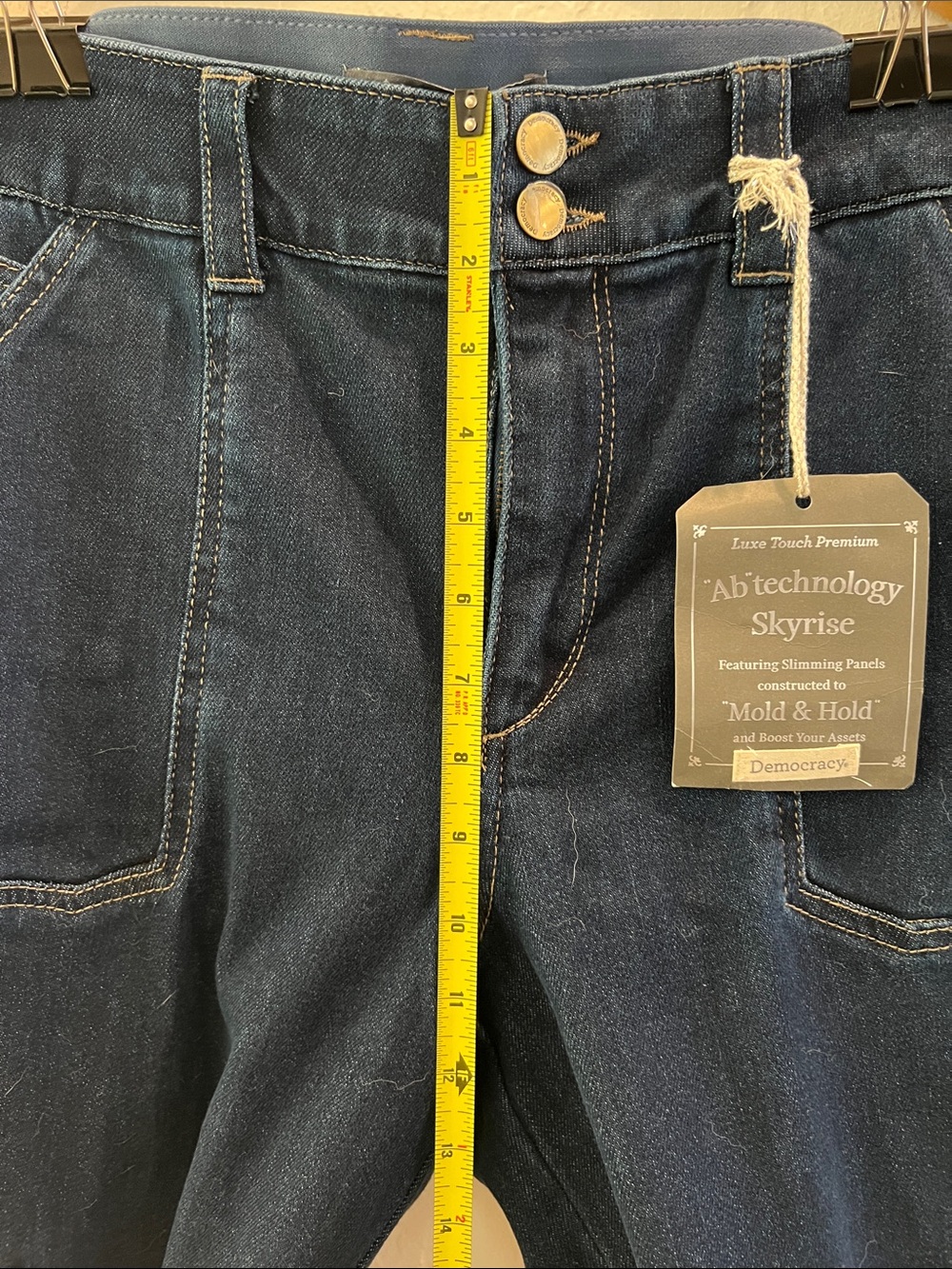 NWT SZ10 Democracy Dark Blue Stretch w/Ab Support Panel Lightweight Wide Leg. - Picture 2 of 8